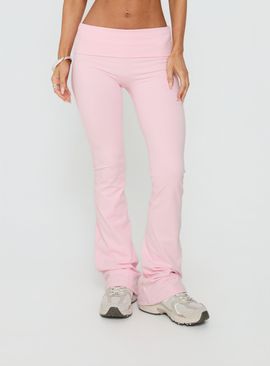 Princess Polly Lower Impact Pace Setter Active Foldover Waist Flared Leggings Pink
