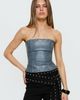 Princess Polly Lower Impact Pammie Faux Leather Strapless Top Blue - 1
