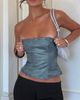 Princess Polly Lower Impact Pammie Faux Leather Strapless Top Blue - 2