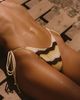 Princess Polly Lower Impact Passiona Sequin Tie Side Bikini Bottom Butter / Chocolate - 2