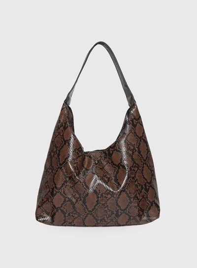 Princess Polly Lower Impact Peta & Jain Jami Slouch Bag Chocolate Snake