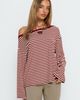 Princess Polly Lower Impact Ralyssa Off Shoulder Long Sleeve Top Red Stripe - 1