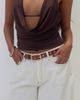 Princess Polly Lower Impact Rileigh Eyelet Faux Leather Belt Brown / Gold - 2