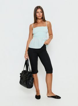 Princess Polly Lower Impact Rosecliff Ruched Longline Top Mint