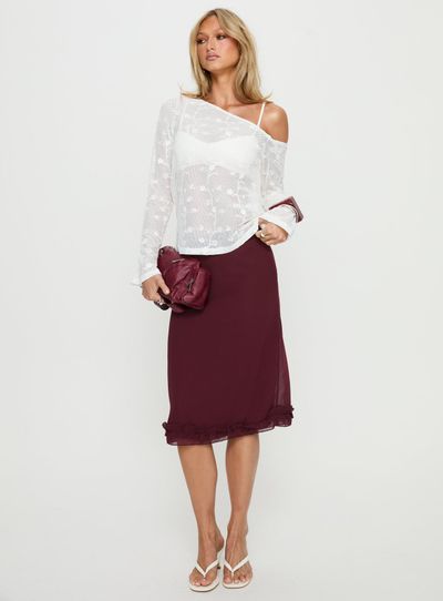 Princess Polly Lower Impact Rosette Frill Midi Skirt Currant