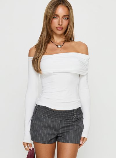 Princess Polly Lower Impact Sedonia Gathered Wrap Top White