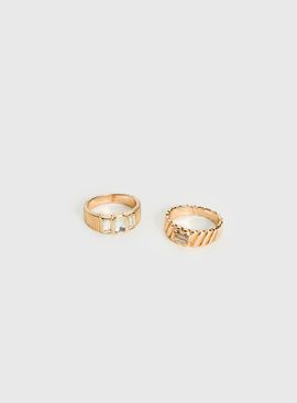Princess Polly Lower Impact September Sunsets Diamante Ring Pack Gold