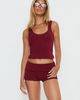 Princess Polly Lower Impact Serae Lace Trim Foldover Micro Shorts Cherry - 1