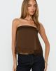 Princess Polly Lower Impact Sheyla Strapless Satin Lace Trim Top Chocolate - 2