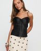 Princess Polly Lower Impact Sizzling Tie Detail Satin Top Black - 2
