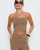 Princess Polly Lower Impact Timora Strapless Top Brown Stripe - 1