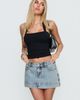 Princess Polly Lower Impact Warna Low Rise Denim Mini Skirt Light Blue Wash - 2
