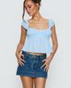 Princess Polly Lower Impact Warna Low Rise Denim Mini Skirt Mid Blue Wash - 2