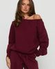 Princess Polly Lower Impact Wellness Off the Shoulder Jumper Currant - 1
