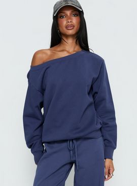 Princess Polly Lower Impact Wellness Off the Shoulder Jumper Navy