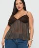 Princess Polly Lower Impact Zami Pleat Top Brown Polka Curve - 1
