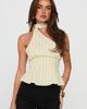 Princess Polly Lower Impact Zukaia One Shoulder Scarf Top Yellow Stripe - 1