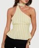 Princess Polly Lower Impact Zukaia One Shoulder Scarf Top Yellow Stripe - 2