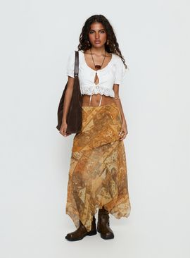 Princess Polly Lyanna Hanky Hem Maxi Skirt Multi