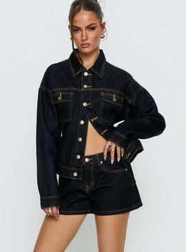Princess Polly Mackenza Mid Rise Denim Shorts Raw Denim