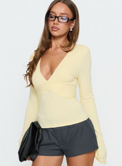 Princess Polly Madelon Long Sleeve Wrap Top Butter