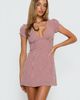 Princess Polly Mystee Plunge Neck Playsuit Burgundy Gingham - 1