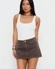 Princess Polly Nicolina Low Rise Denim Mini Skirt Washed Brown - 1