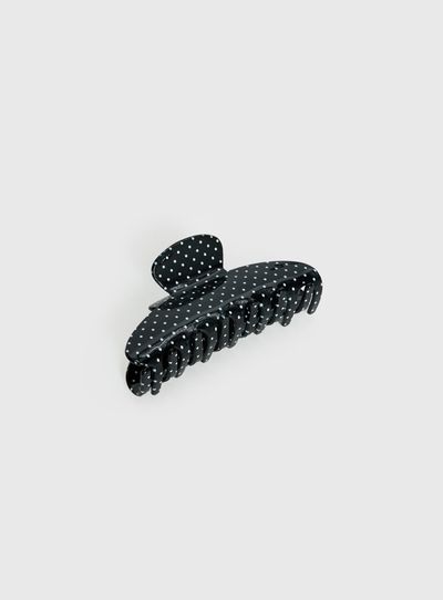 Princess Polly Parisse Claw Clip Black Polka