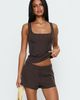 Princess Polly Party Invitations Tailored Shorts Brown Pinstripe - 1