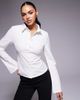 Princess Polly Princess Polly Anni flared sleeve button through striped fitted shirt in white - 1
