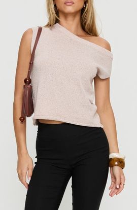 Princess Polly Princess Polly Ashfield One-Shoulder Crop Sweater