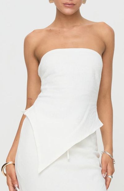 Princess Polly Princess Polly Birdie Asymmetric Strapless Linen Blend Top
