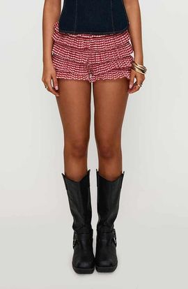 Princess Polly Princess Polly Biscotti Gingham Ruffle Bloomer Shorts