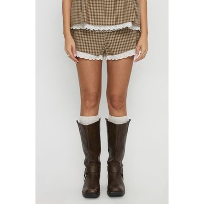 Princess Polly Princess Polly Chandelier Check Print Shorts