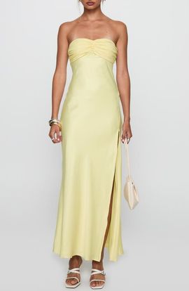 Princess Polly Princess Polly Chevalier Strapless Stretch Satin Maxi Cocktail Dress
