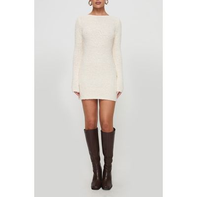Princess Polly Princess Polly Cosy Up Bouclé Sheer Knit Minidress