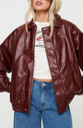 Princess Polly Princess Polly Devija Oversize Faux Leather Jacket
