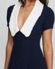 Princess Polly Princess Polly Fabiola contrast collared button up tie back mini dress in navy - 4