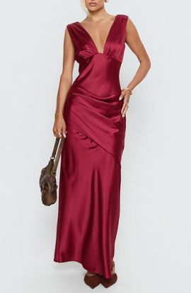 Princess Polly Princess Polly False Alarm Plunge Asymmetrical Gown