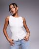 Princess Polly Princess Polly fine rib knit button up sleeveless top in white - 1