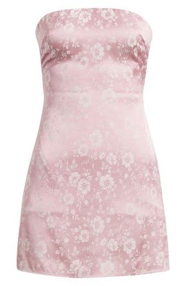 Princess Polly Princess Polly Floral Strapless Satin Cocktail Minidress