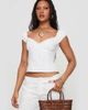 Princess Polly Princess Polly Fyrie pure cotton lace trim cap sleeve top in white - 1