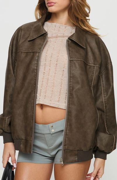 Princess Polly Princess Polly Goldsmith Water Repellent Faux Leather Jacket