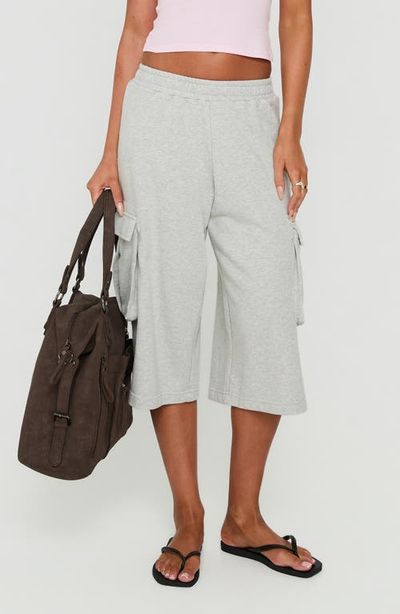 Princess Polly Princess Polly Harleah Wide Leg Fleece Cargo Shorts