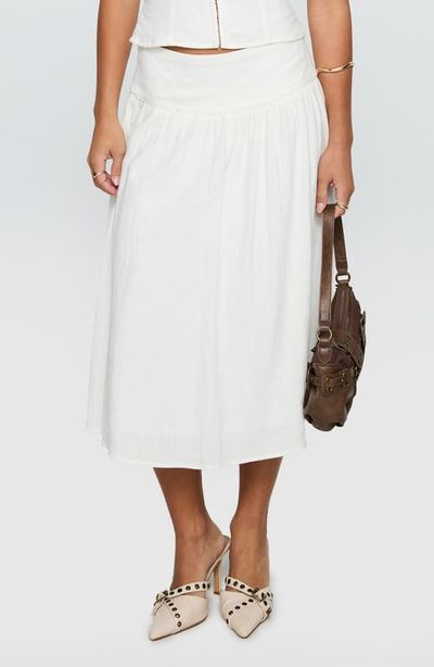 Princess Polly Princess Polly Heart of Gold Drop Waist Linen Blend Midi Skirt