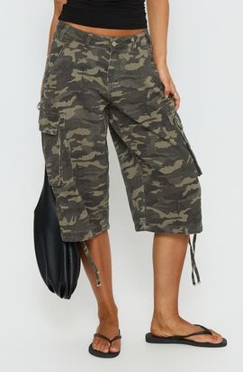 Princess Polly Princess Polly Hudsen Camo Longline Cargo Shorts 