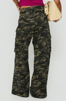 Princess Polly Princess Polly Hudsen Camouflage Low Rise Baggy Wide Leg Cargo Pants 