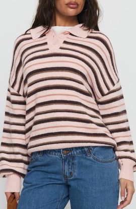 Princess Polly Princess Polly Jeanny Collared Stripe Sweater