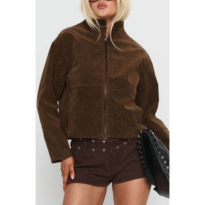 Princess Polly Princess Polly Jessalynn Faux Suede Full Zip Jacket