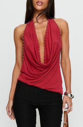 Princess Polly Princess Polly Khoda Studded Cowl Neck Open Back Top